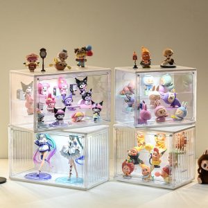 LED Acrylic Figure Display Box – Lighted Showcase for Collectible Figures 14.2×10.6×9.1in 26ISHM0602