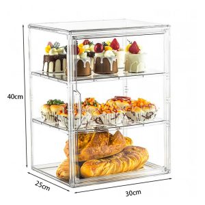 Clear Acrylic Storage Box – 40×25×30cm, 3 Removable Partitions 25ISHM0603