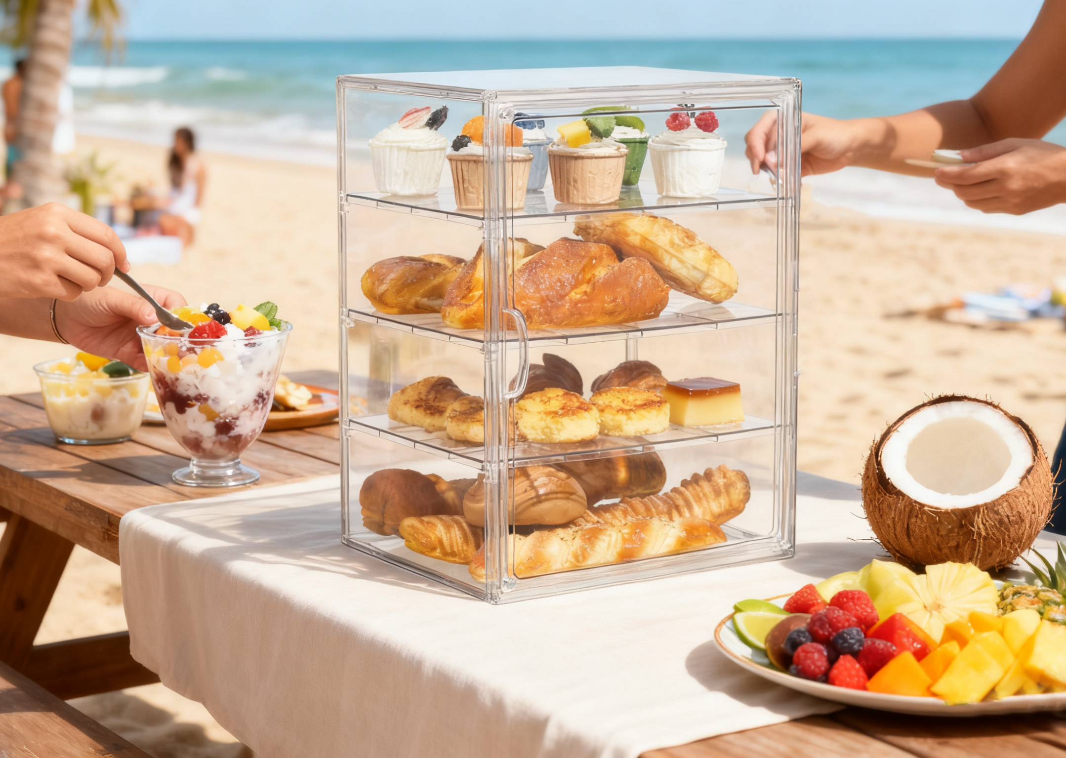 Acrylic Food Storage Box Dustproof Fresh-Keeping Container Food Display Rack 25ISHM1007 - Image 3