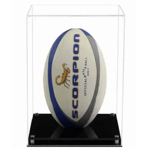 Display Case for a Rugby Ball / Football with a Modern Base (Choice of Base Colours)