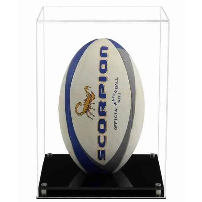 Display Case for a Rugby Ball / Football with a Modern Base (Choice of Base Colours)