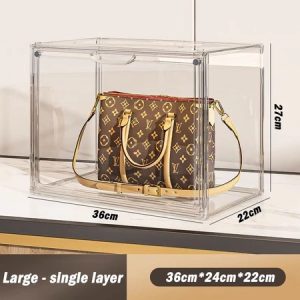 Stackable Clear Storage Cabinet with Magnetic Door – Handbag & Toy Display Box 25ISHM0701
