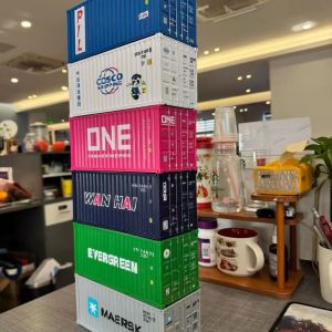 Container-style corrugated PET pen holder with UV printing — main view