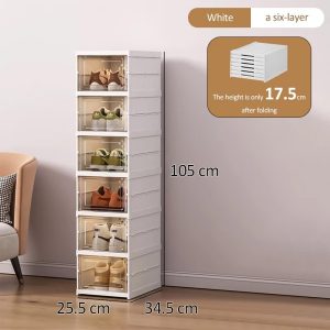Foldable Transparent Shoe Box – Stackable Installation-Free Single & Multi-Layer 25ISHM0505
