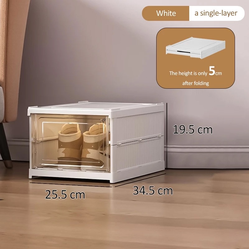 Foldable Transparent Shoe Box – Stackable Installation-Free Single & Multi-Layer 25ISHM0505