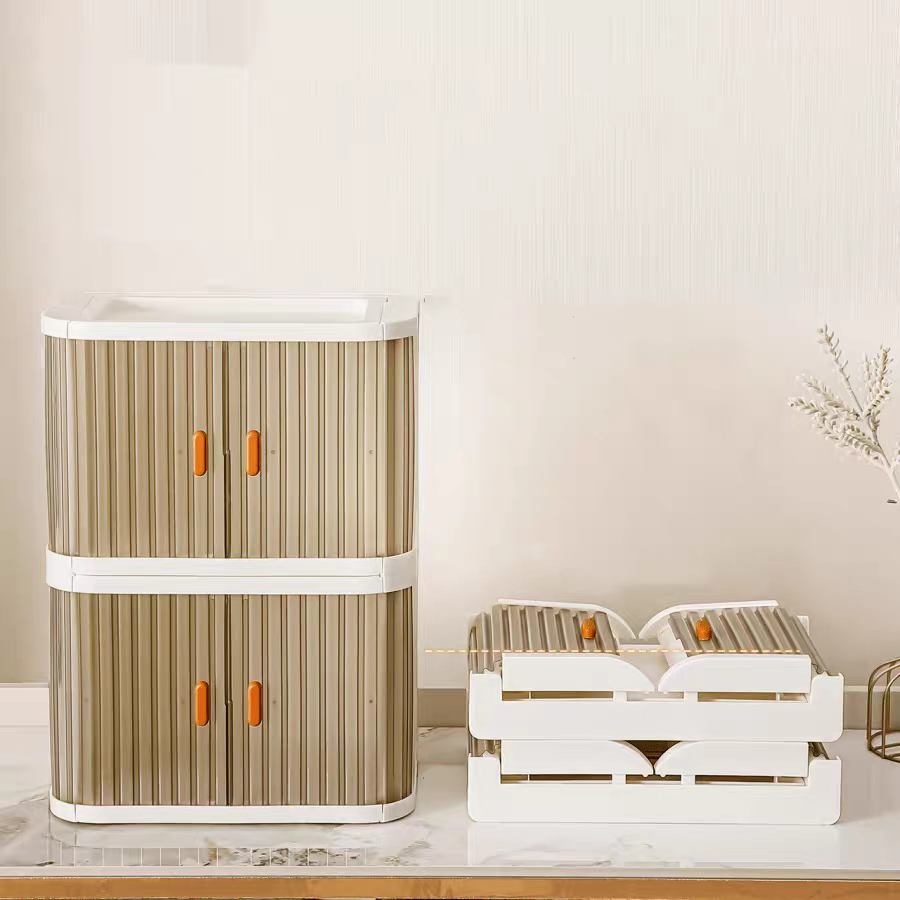 Foldable Stacking Storage Box – Dustproof 1–2 Tier Organizer for Desk & Collectibles