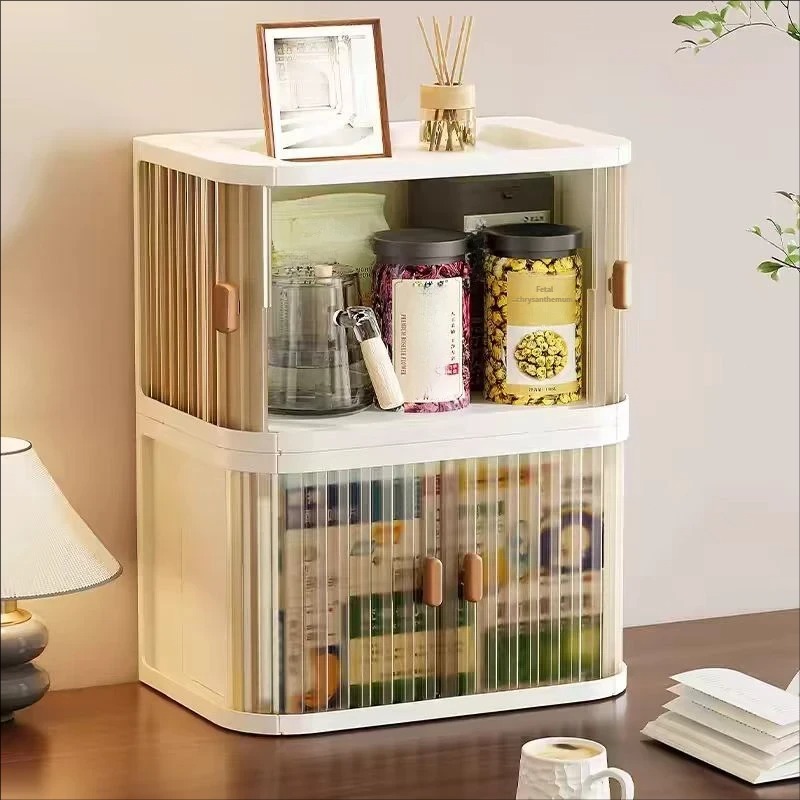 Foldable Stacking Storage Box – Dustproof 1–2 Tier Organizer for Desk & Collectibles 25ISHM1202
