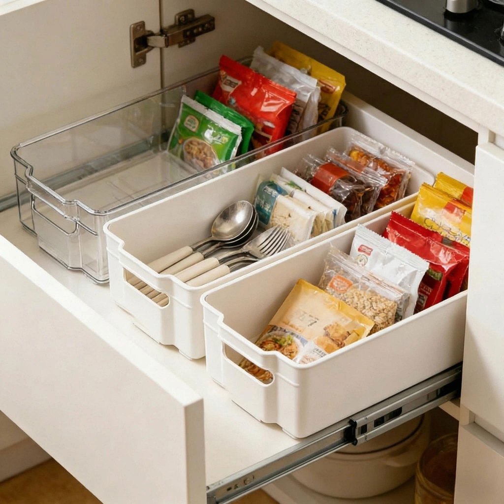 Pull-Out Telescopic Fridge Organizer – Clear Storage Bin for Refrigerator 25IS12245