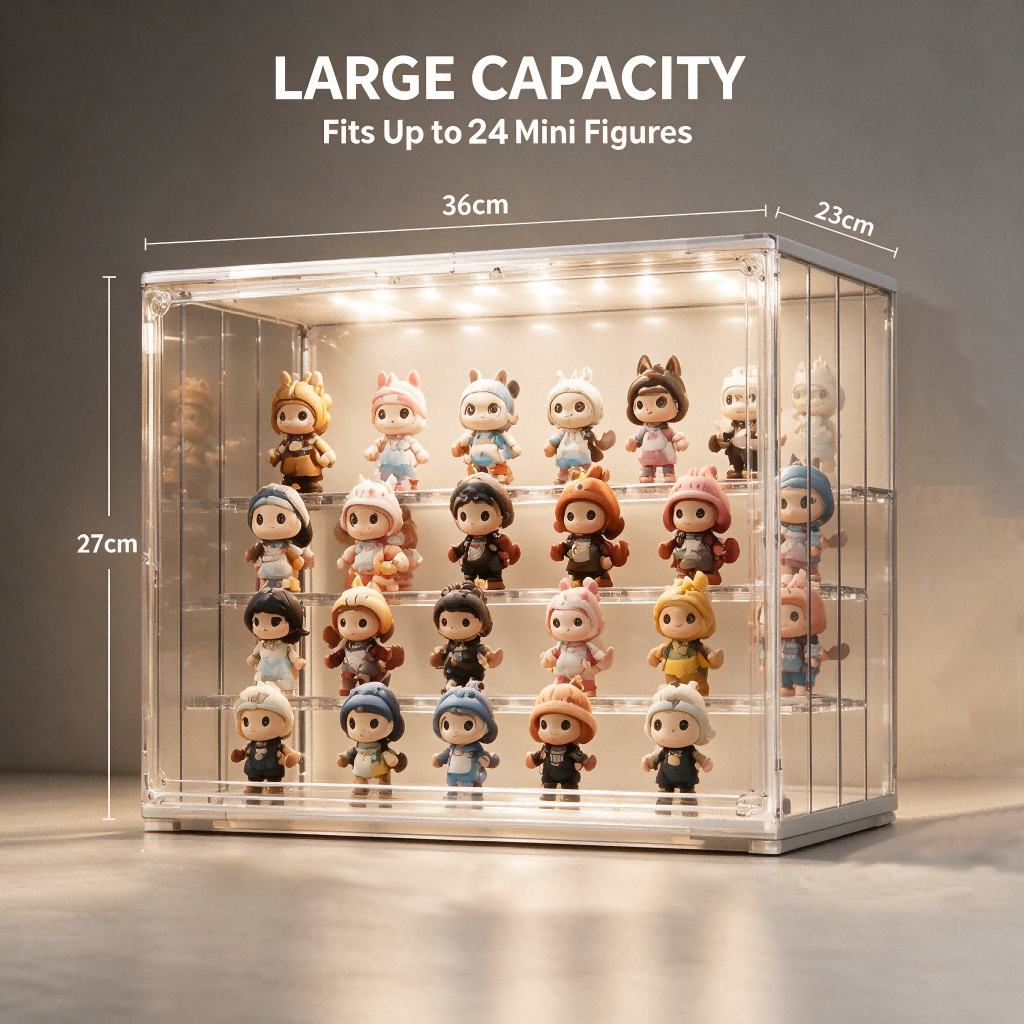 LED Acrylic Display Case – Stackable Lighted Box with Magnetic Closure 36×22×27cm 26ISHM0606
