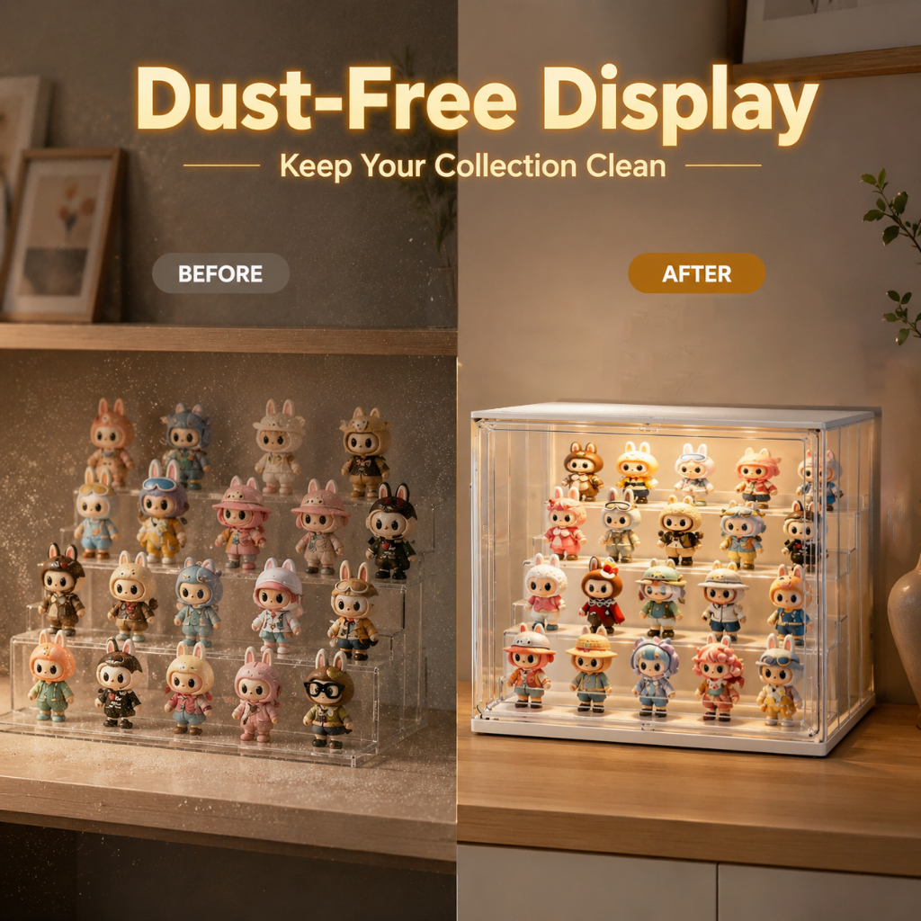 LED Acrylic Display Case – Stackable Lighted Box with Magnetic Closure 36×22×27cm 26ISHM0606