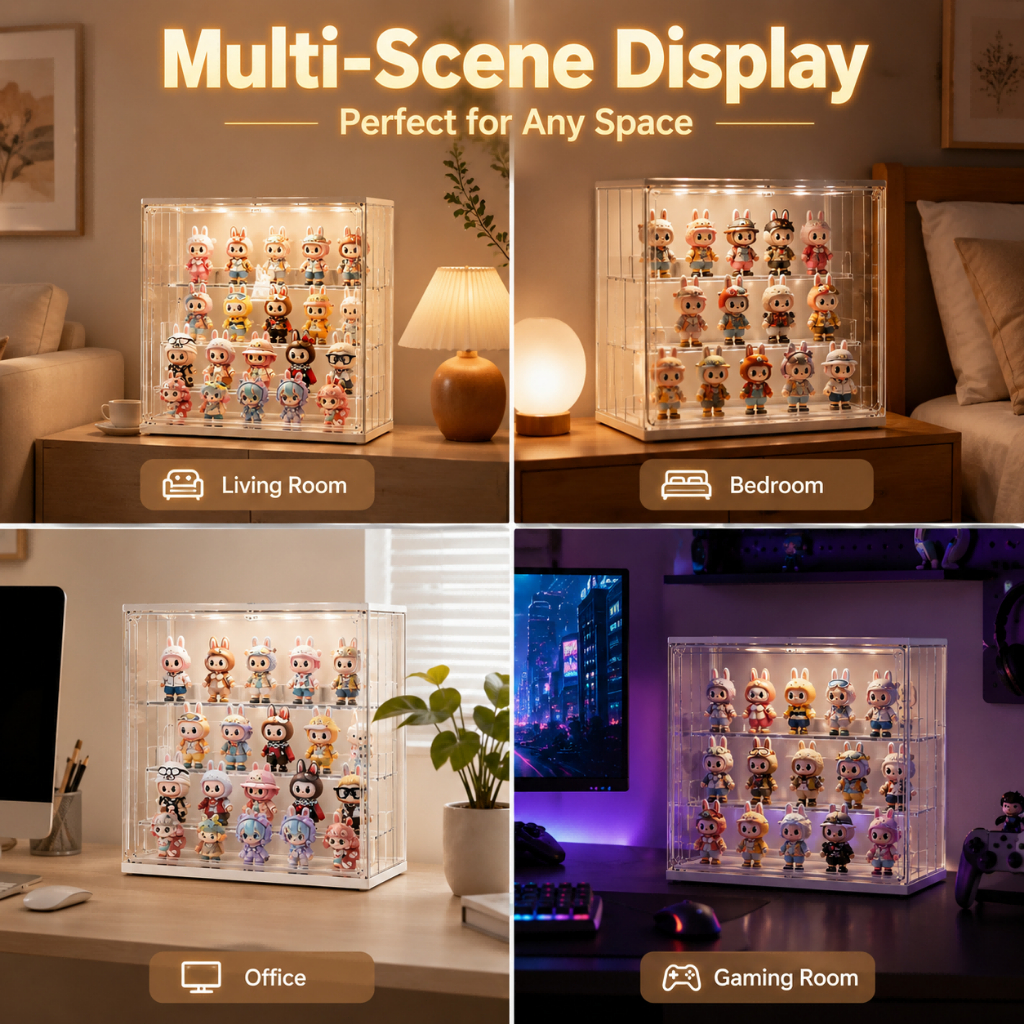 LED Acrylic Display Case – Stackable Lighted Box with Magnetic Closure 36×22×27cm 26ISHM0606