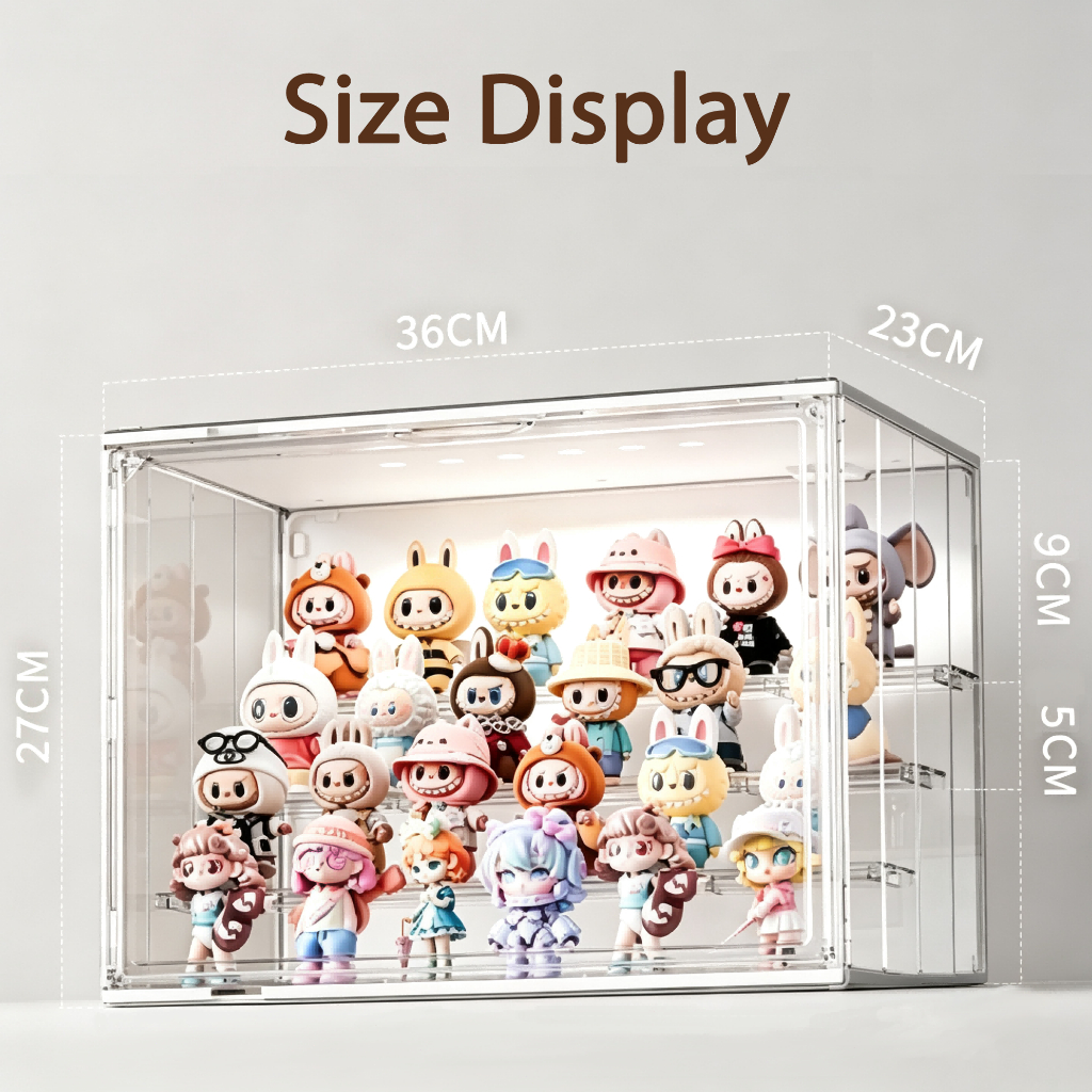 LED Acrylic Display Case – Stackable Lighted Box with Magnetic Closure 36×22×27cm 26ISHM0606