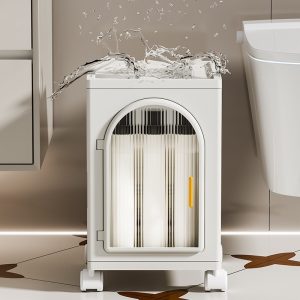 28cm Slim Seam Storage Cabinet – Movable Waterproof Bathroom Organizer