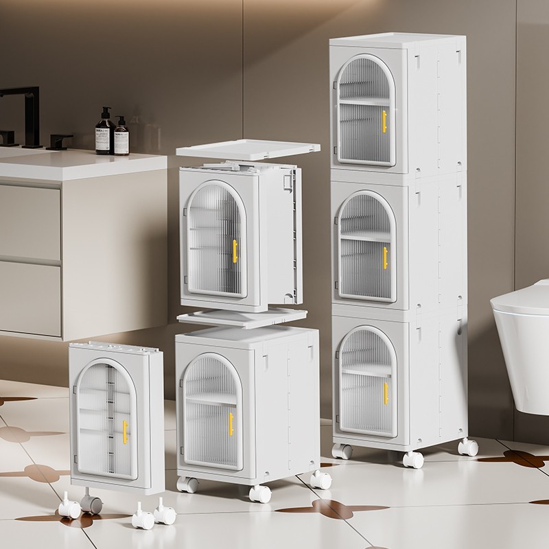 28cm Slim Seam Storage Cabinet – Movable Waterproof Bathroom Organizer