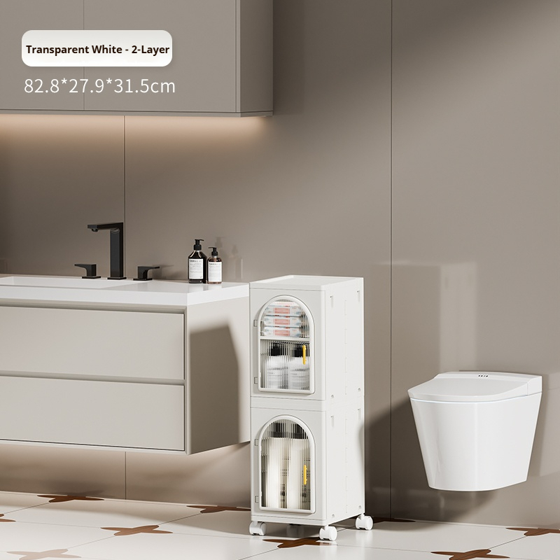 28cm Slim Seam Storage Cabinet – Movable Waterproof Bathroom Organizer