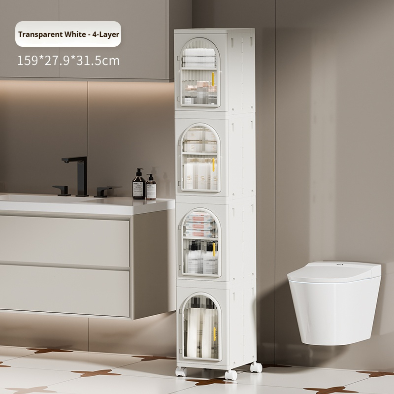 28cm Slim Seam Storage Cabinet – Movable Waterproof Bathroom Organizer