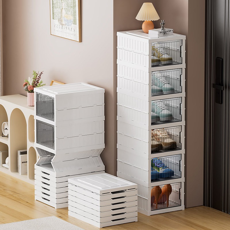 No-Install Transparent Shoe Cabinet – Multi-Layer Thickened Foldable Storage Box