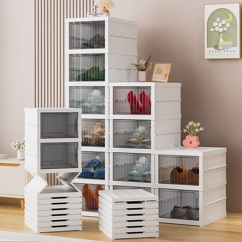 No-Install Transparent Shoe Cabinet – Multi-Layer Thickened Foldable Storage Box