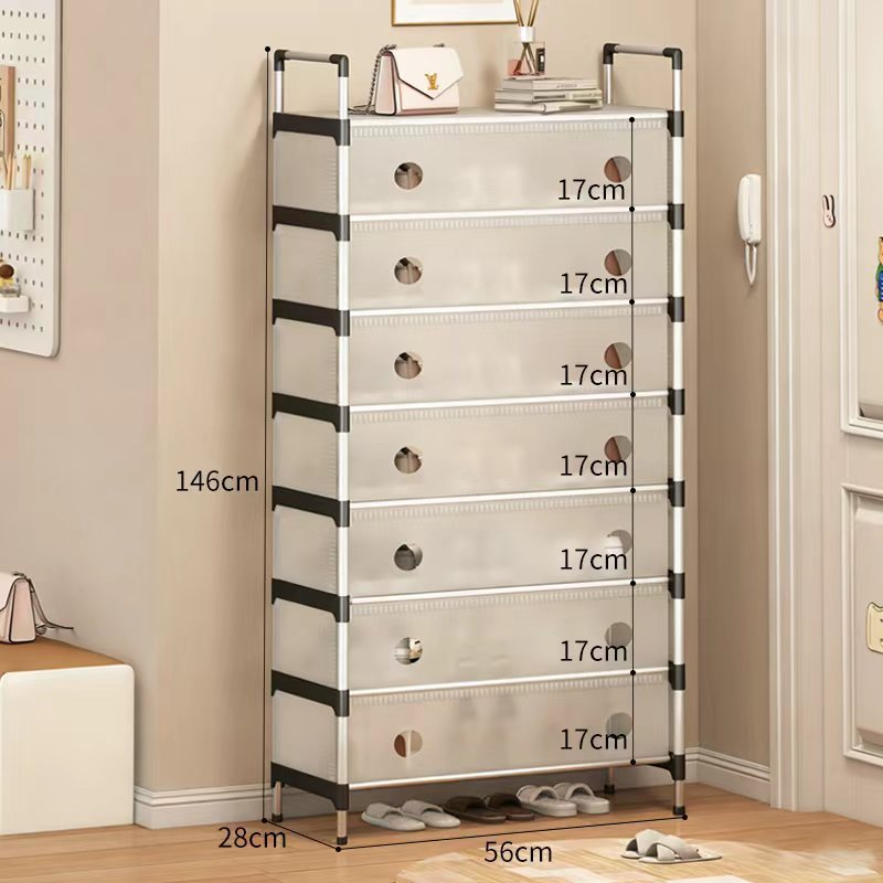 PP Dustproof Shoe Rack Cabinet – Foldable Flip-Door Multi-Layer Shoe Storage 56cm 26ISHM0805