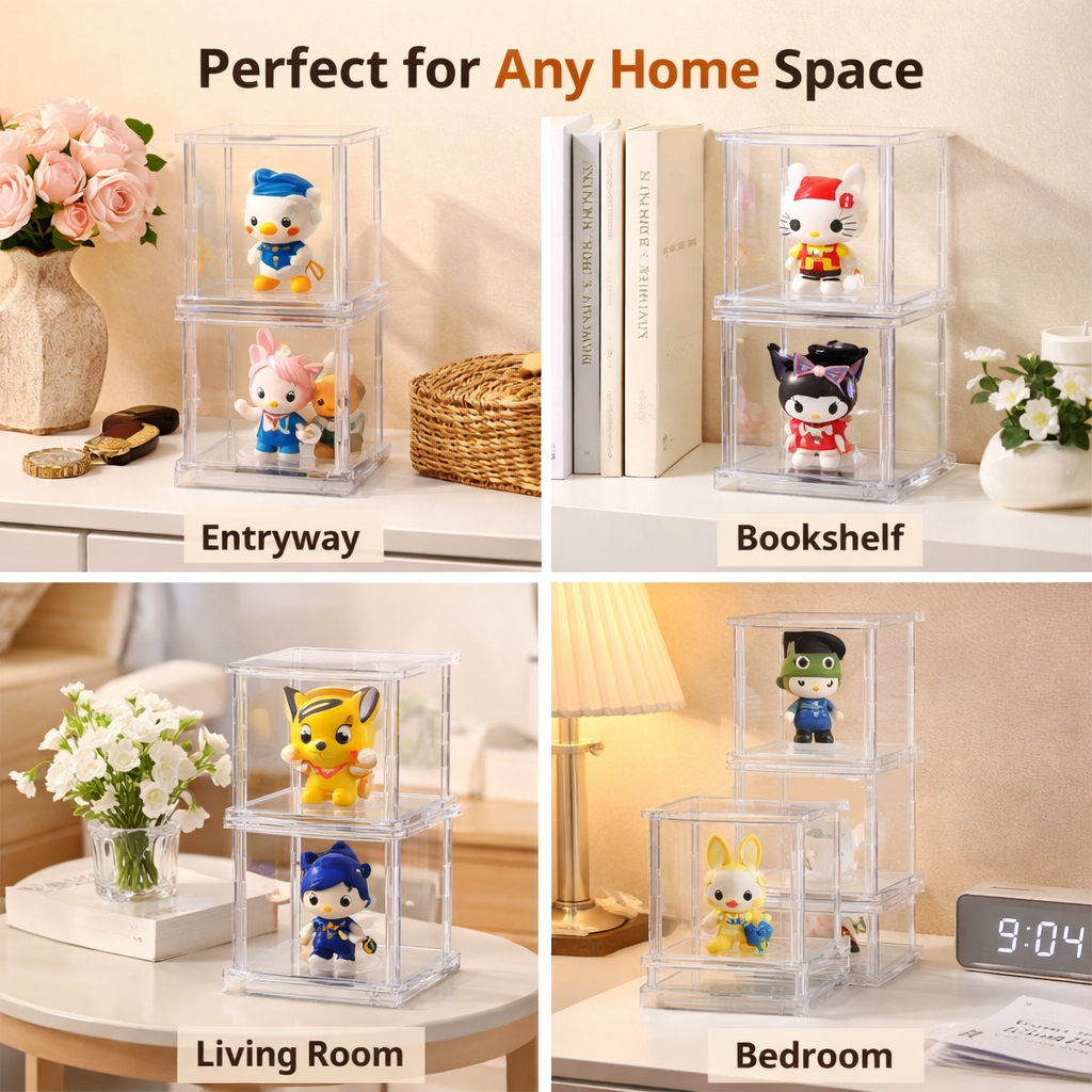 Rotating Acrylic Figure Display Box – 360° Spinning Showcase for Blind Box Figures 26ISHM0304