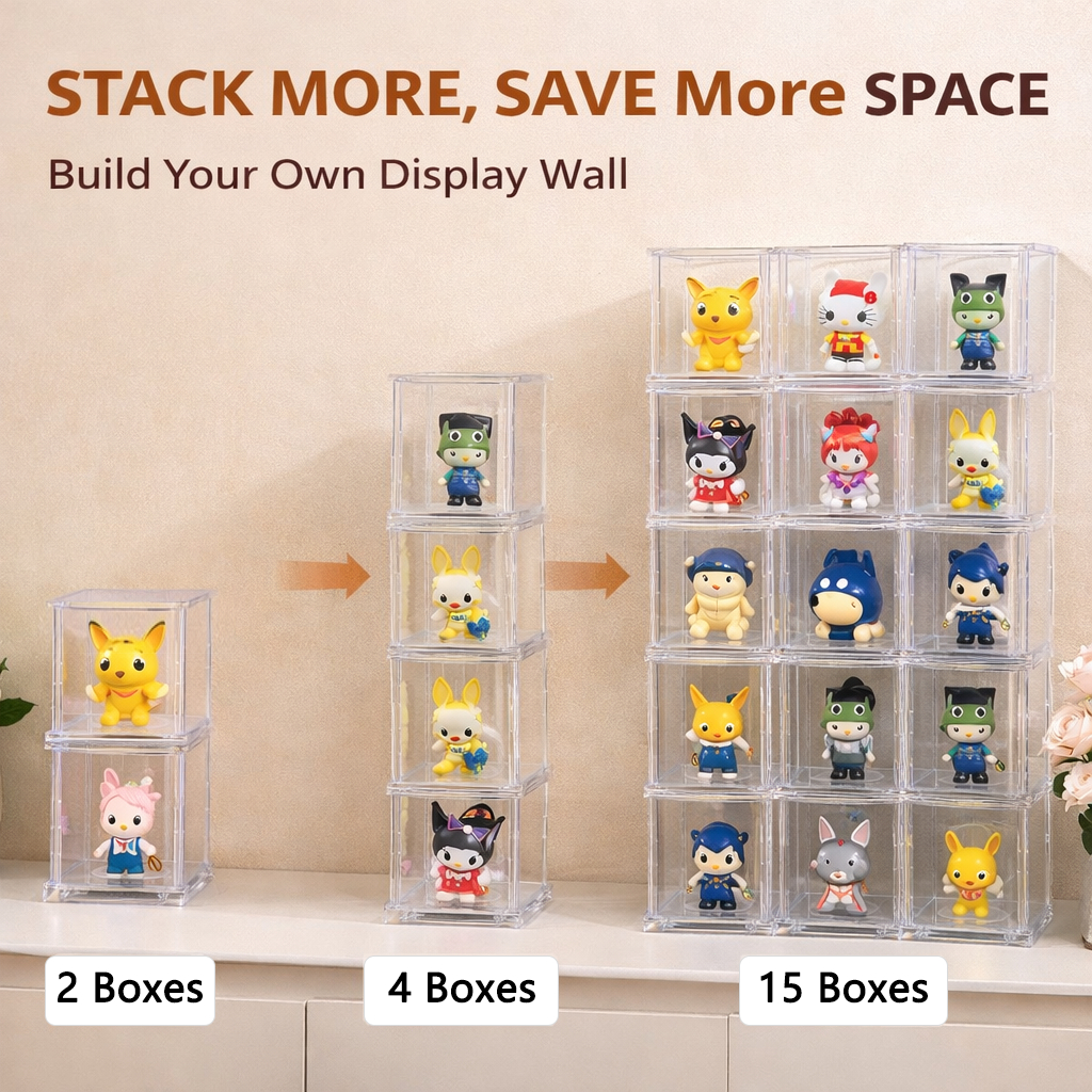 Rotating Acrylic Figure Display Box – 360° Spinning Showcase for Blind Box Figures 26ISHM0304