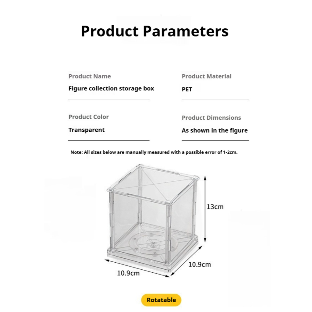 Rotating Acrylic Figure Display Box – 360° Spinning Showcase for Blind Box Figures 26ISHM0304