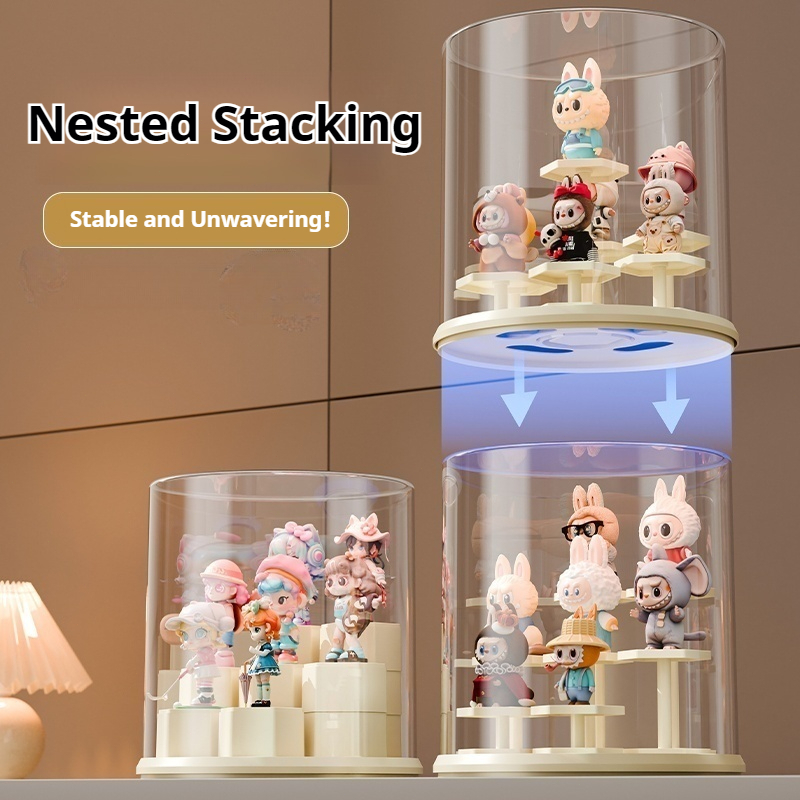 360° Rotating Acrylic Display Case – Stackable Modular Showcase for Labubu Figures 25ISHM0801