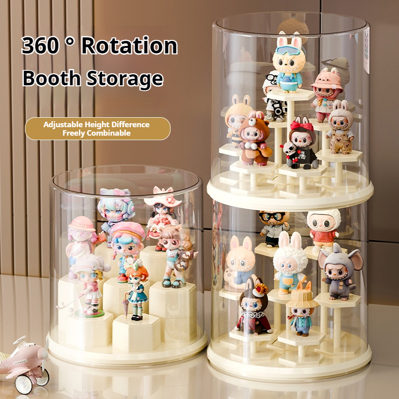 360° Rotating Acrylic Display Case – Stackable Modular Showcase for Labubu Figures 25ISHM0801