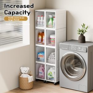 Slim Gap Storage Cabinet – Multi-Layer Space-Saving Cabinet with Wheels for Bathroom 25ISHM1203