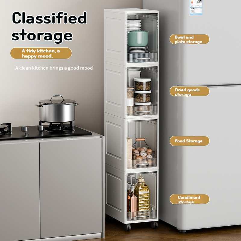 Slim Gap Storage Cabinet – Multi-Layer Space-Saving Cabinet with Wheels for Bathroom 25ISHM1203