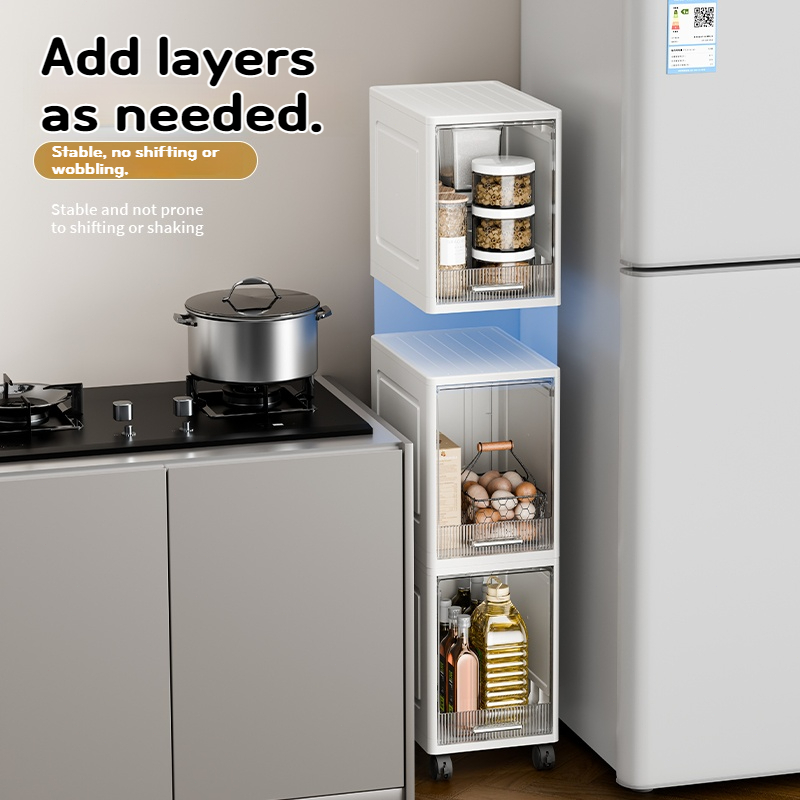 Slim Gap Storage Cabinet – Multi-Layer Space-Saving Cabinet with Wheels for Bathroom 25ISHM1203