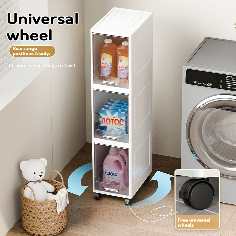 Slim Gap Storage Cabinet – Multi-Layer Space-Saving Cabinet with Wheels for Bathroom 25ISHM1203