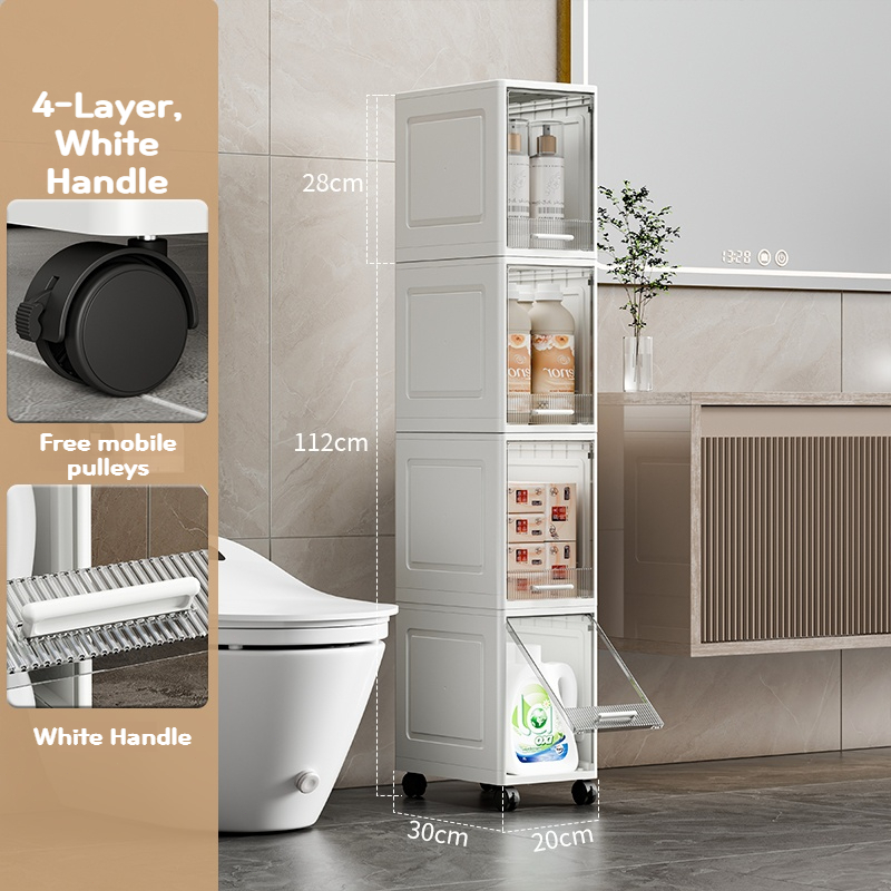 Slim Gap Storage Cabinet – Multi-Layer Space-Saving Cabinet with Wheels for Bathroom 25ISHM1203