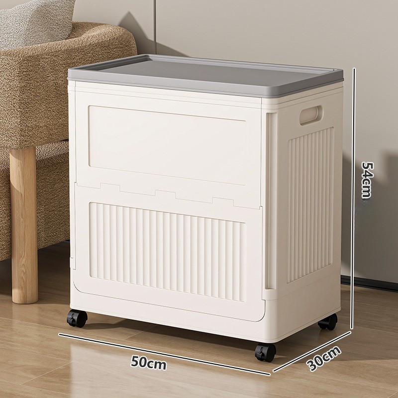 Large Toy Storage Box – Foldable Grey Container with Flip Lid 50×30×54cm