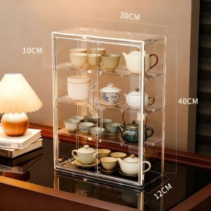 Wall-Mounted Double-Door Acrylic Display Cabinet – 40×30×12cm 3-Shelf 25ISHM1104