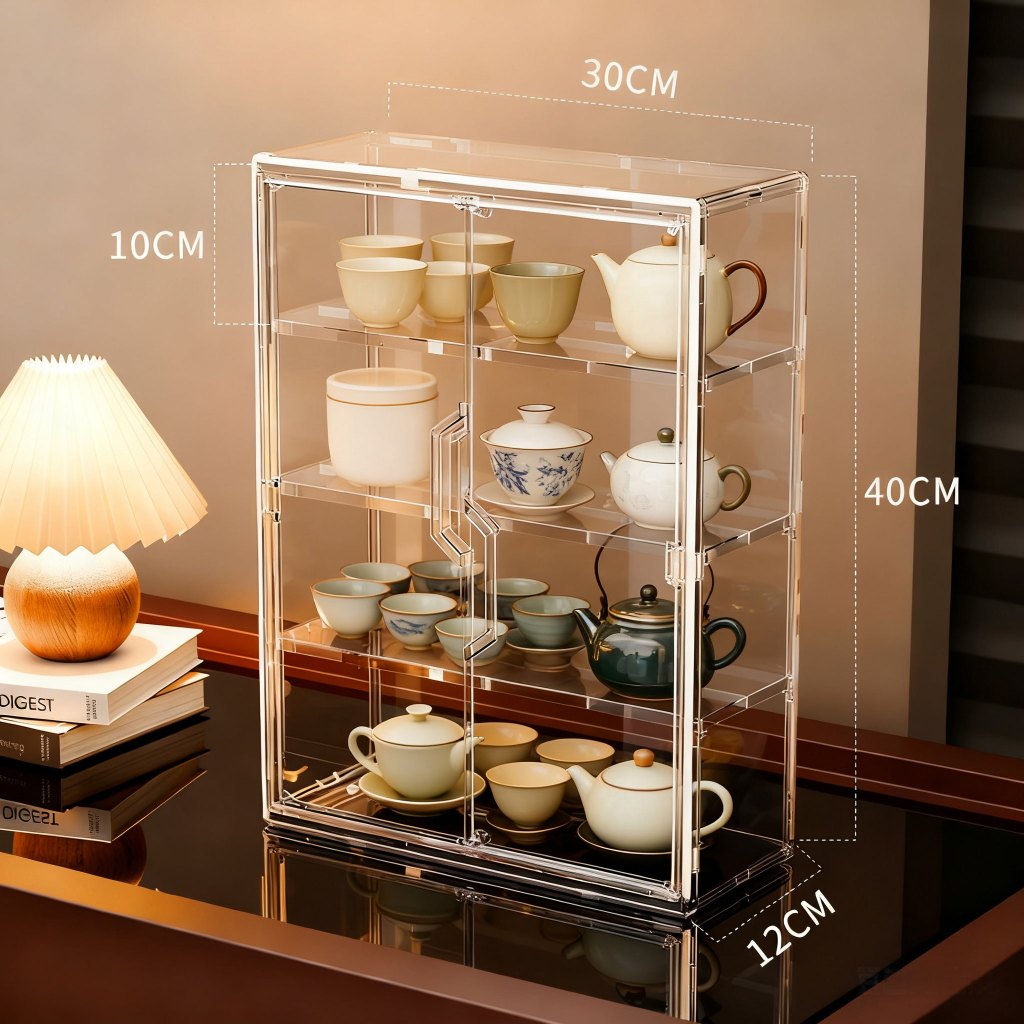 Wall-Mounted Double-Door Acrylic Display Cabinet – 40×30×12cm 3-Shelf 25ISHM1104